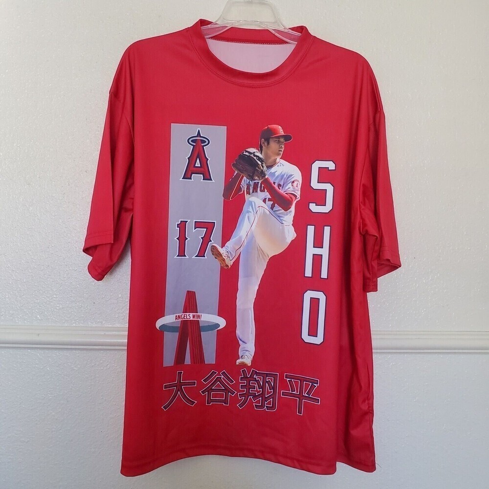 Shohei Ohtani Kanji #17 T-shirt Los Angeles Angels Anaheim Sz XL Japanese Char